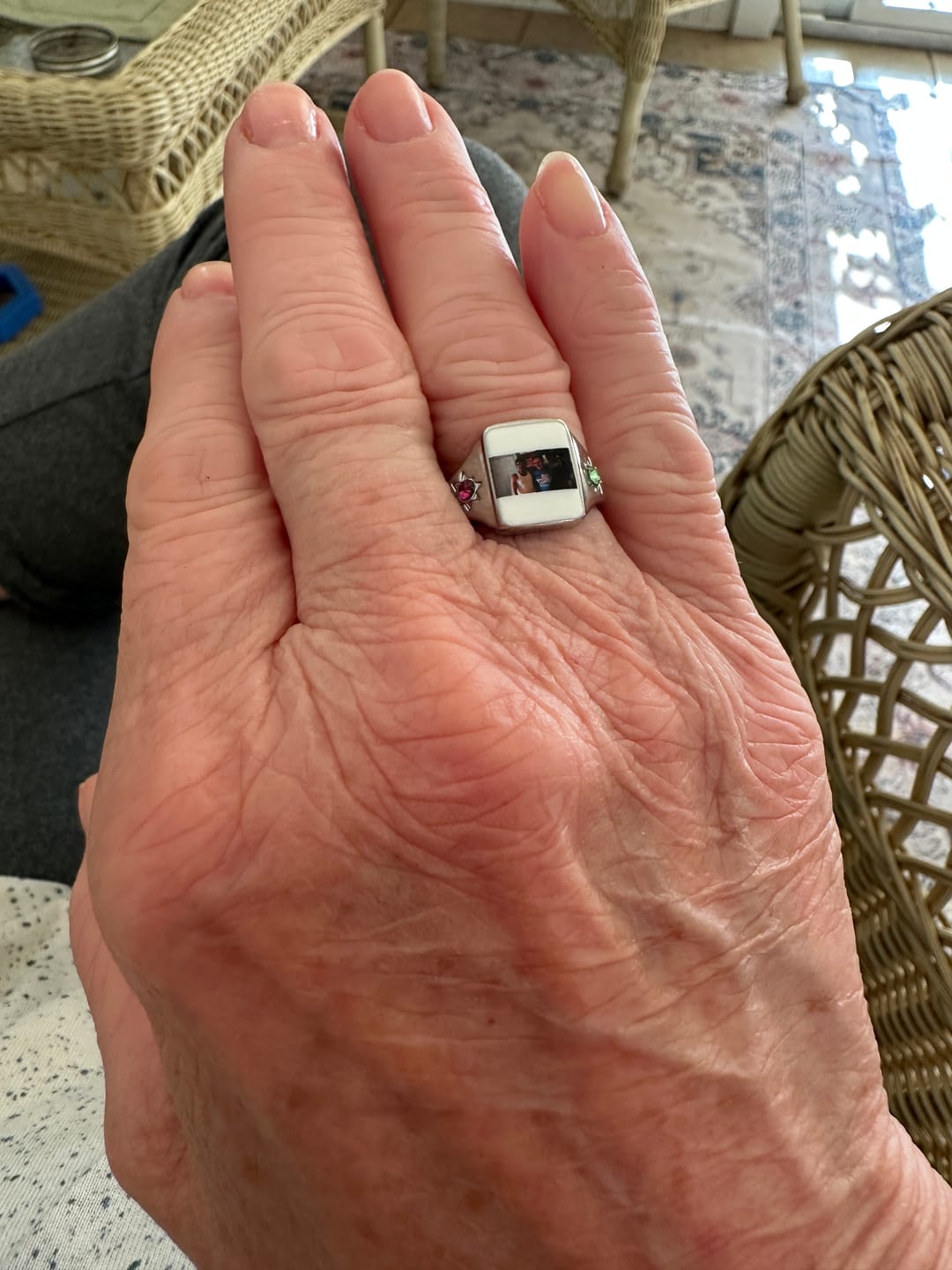Customer photo review of Personalized Couple Photo Birthstone Custom Ring