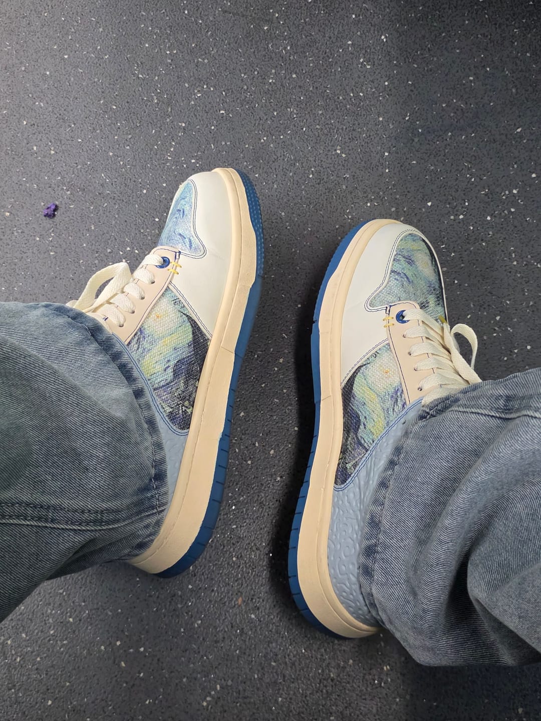 Customer photo review of Van Gogh Starry Night inspired sneakers