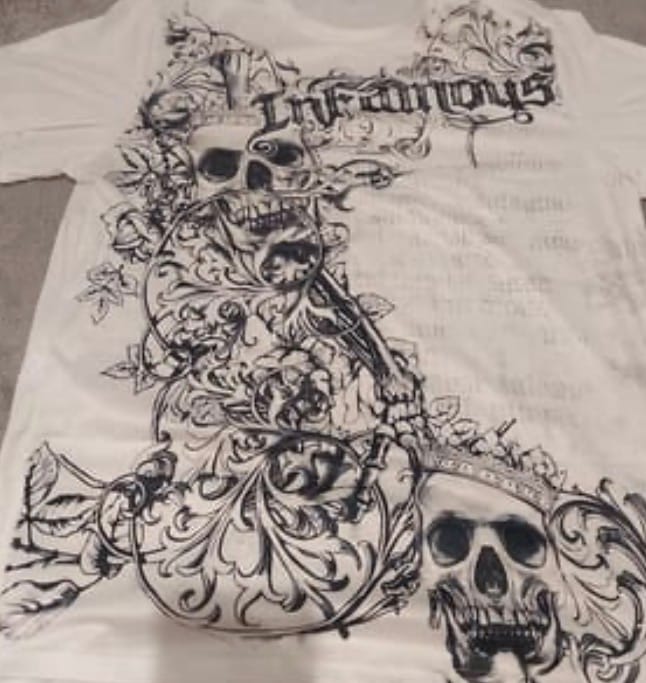 Customer photo review of 'INFAMOUS' TEE