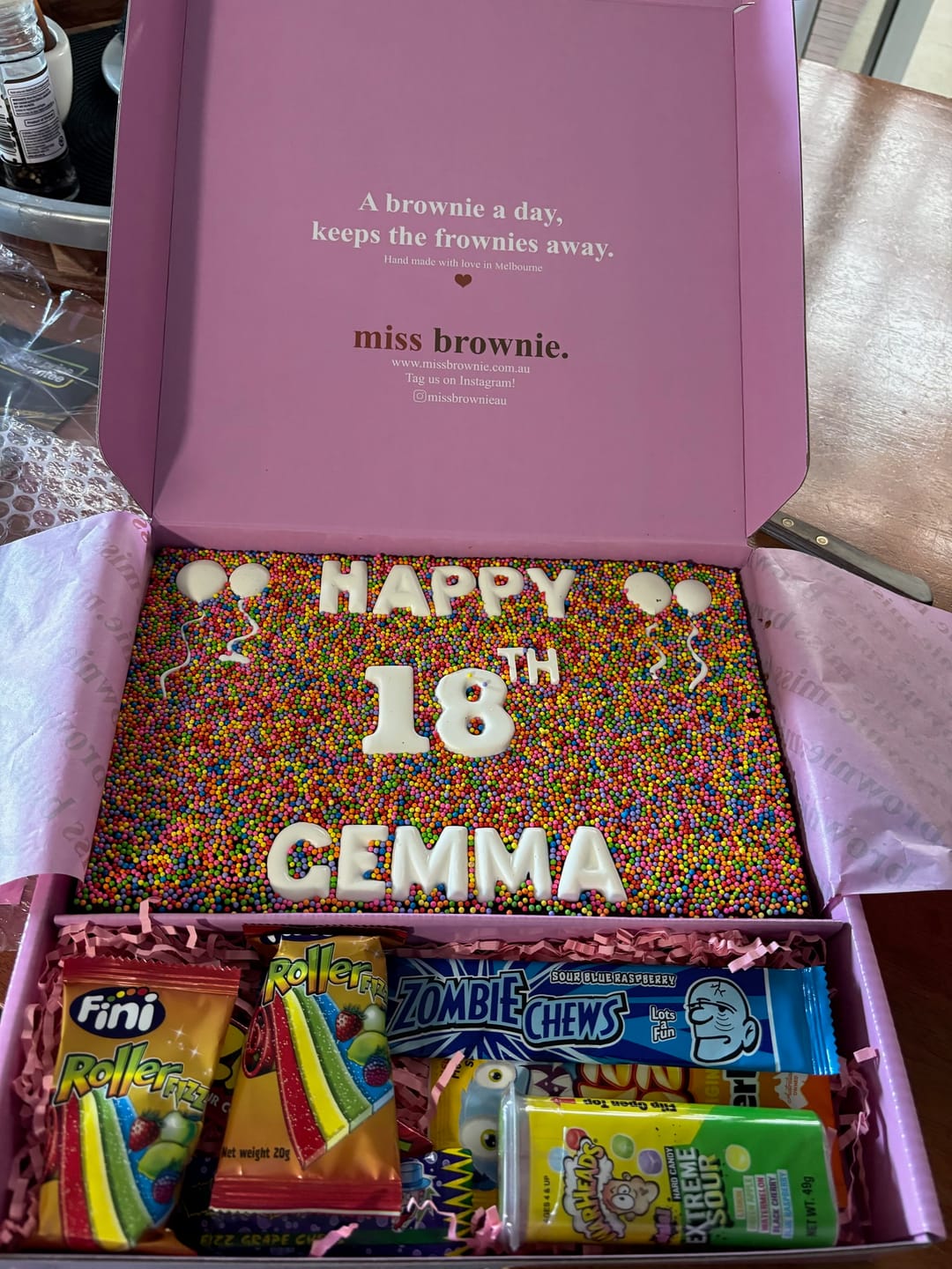 Customer photo review of Birthday Brownie · Large