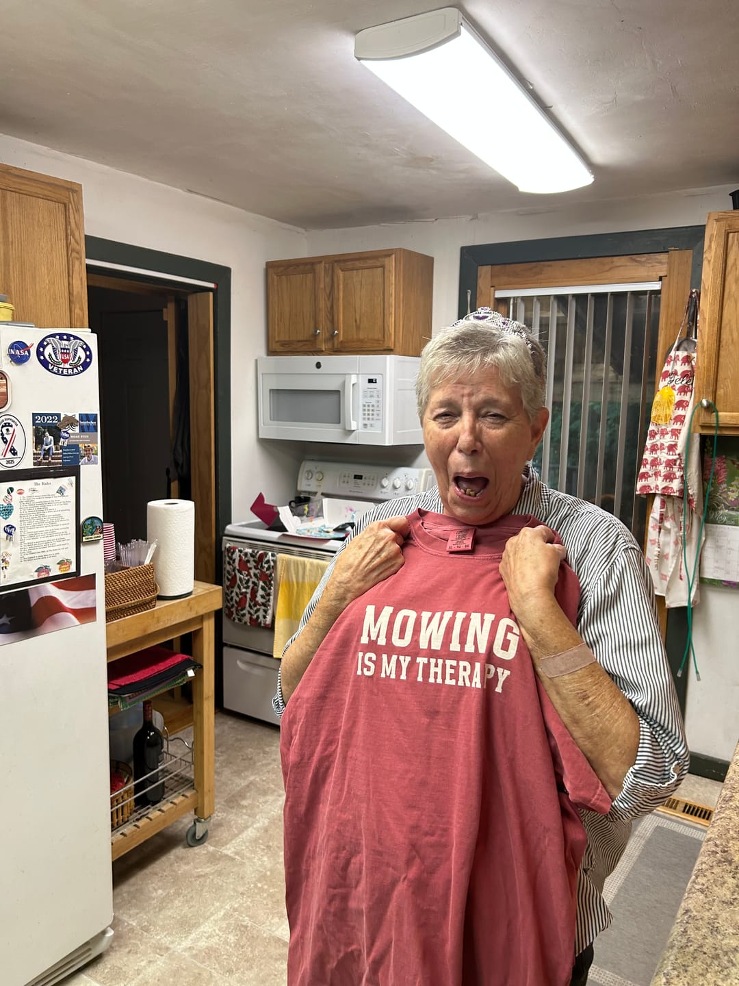 Customer photo review of Mowing Is My Therapy T-Shirt