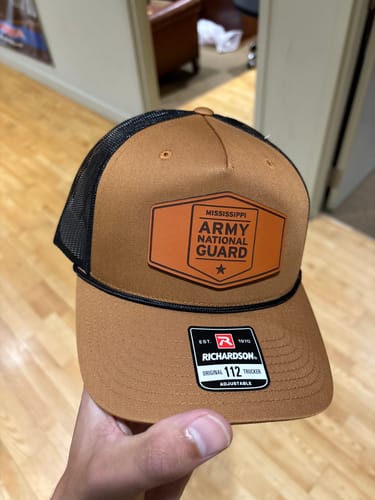 Customer photo review of Richardson 112 Genuine Leather Patch Hats Laser Engraved