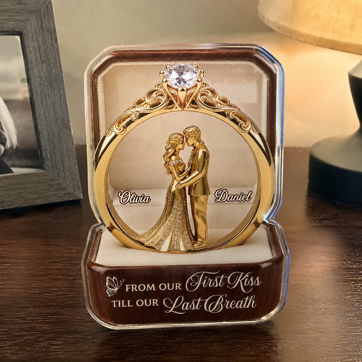 Customer photo review of From Our First Kiss Till Our Last Breath - Personalized Custom Shape Acrylic Plaque - Romantic Keepsake Gift For Husband And Wife