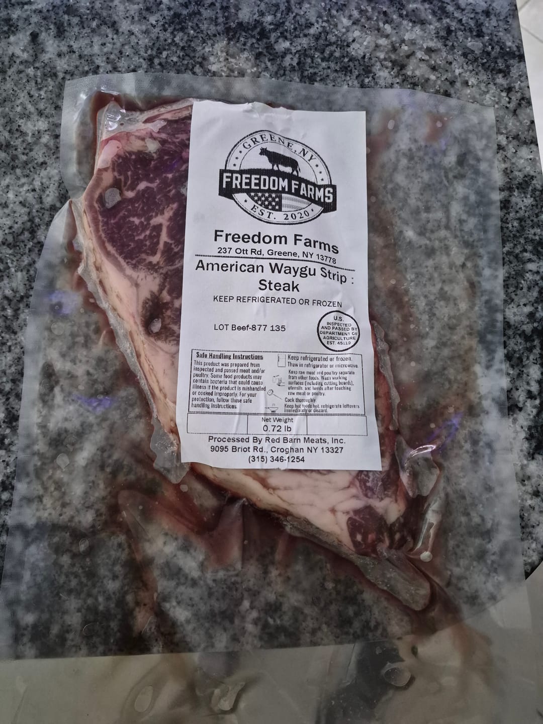 Customer photo review of American Wagyu NY Strip Steaks (HAND CUT)