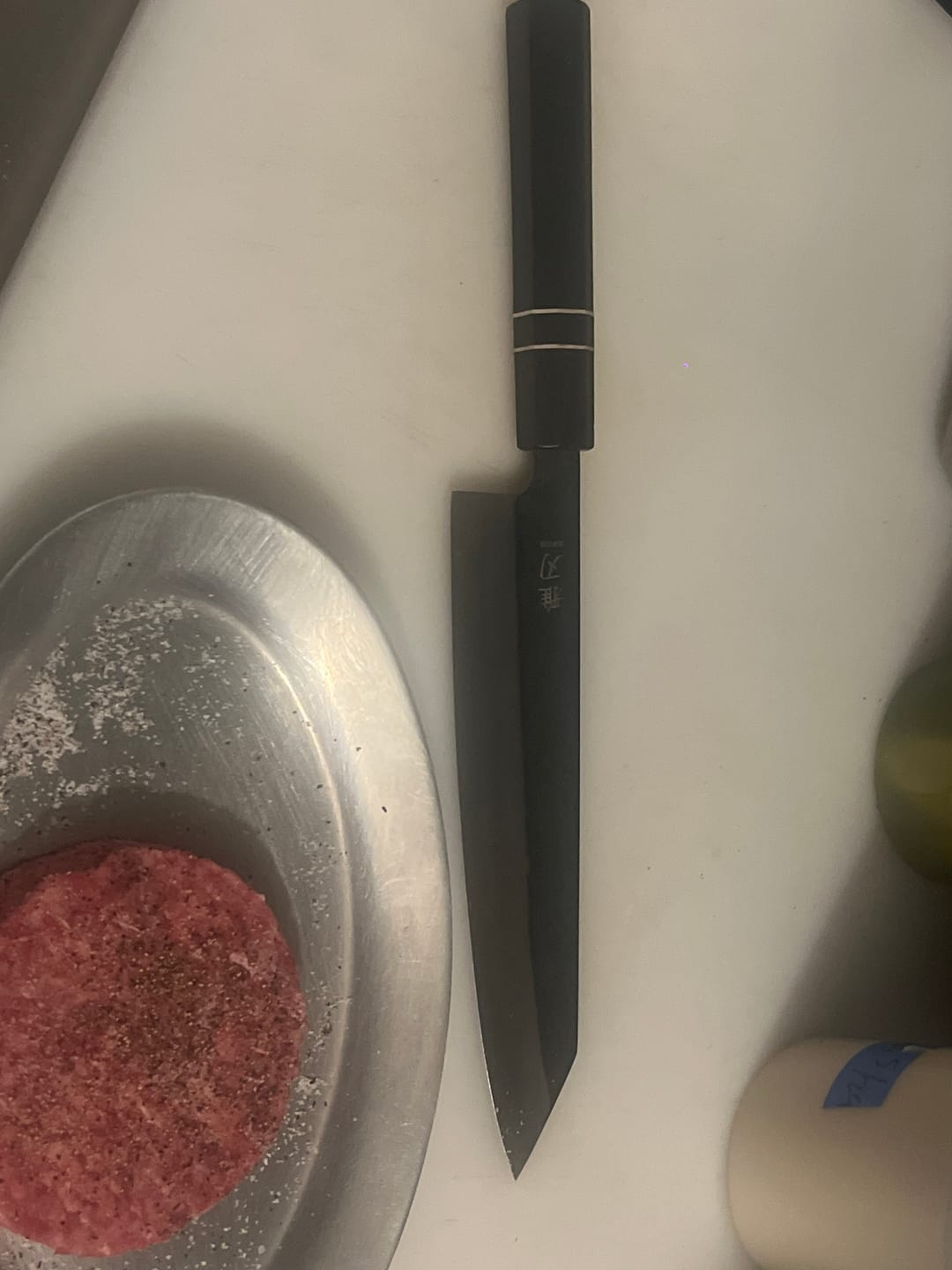 Customer photo review of Bunka Blue Steel Ebony Wood Handle