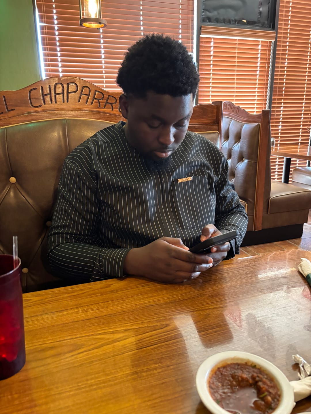 Customer photo review of Black Pinstripe Kaftan