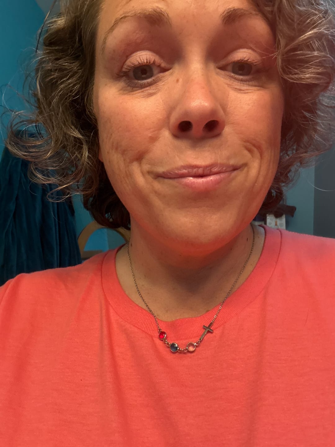 Customer photo review of Cross with Birthstone Necklace