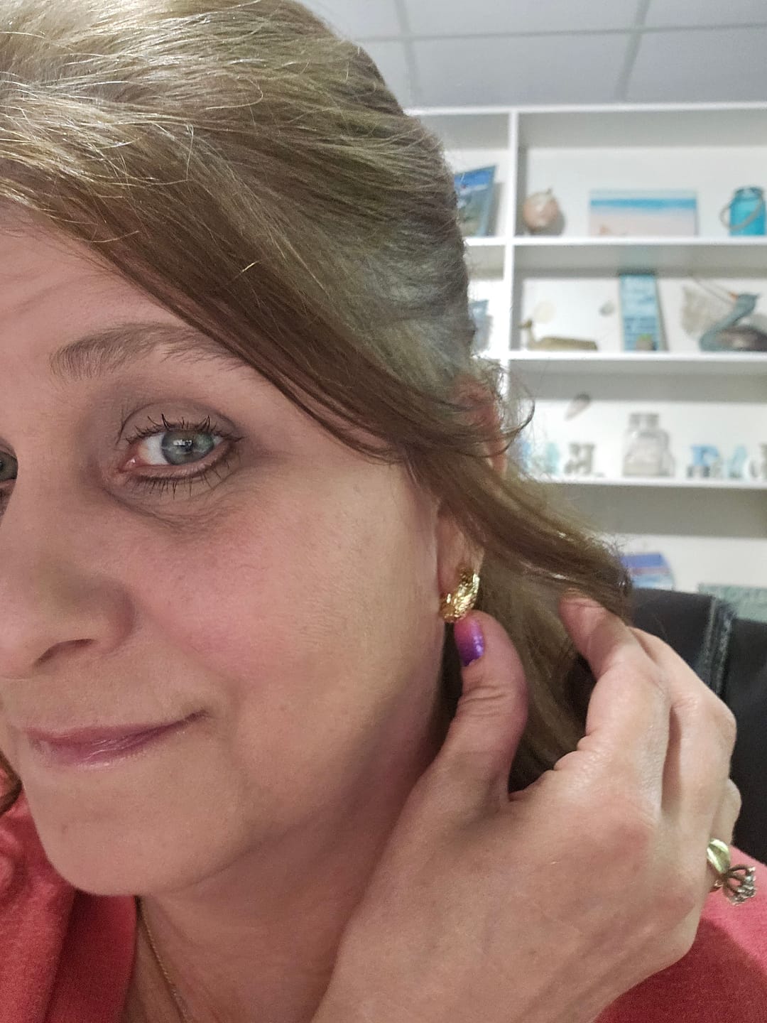 Customer photo review of Oaklynn 18k White Gold Plated 20mm Semi-Hoop Earrings for Women