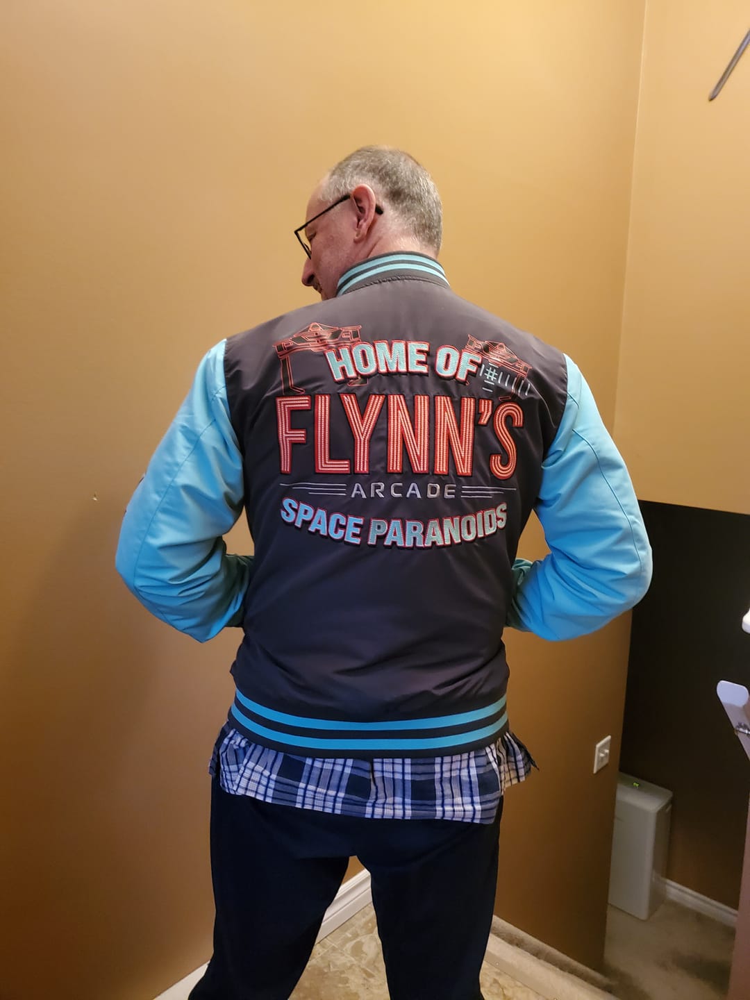 Customer photo review of Disney's Tron Legacy "Light Suit" – Reversible Bomber Jacket
