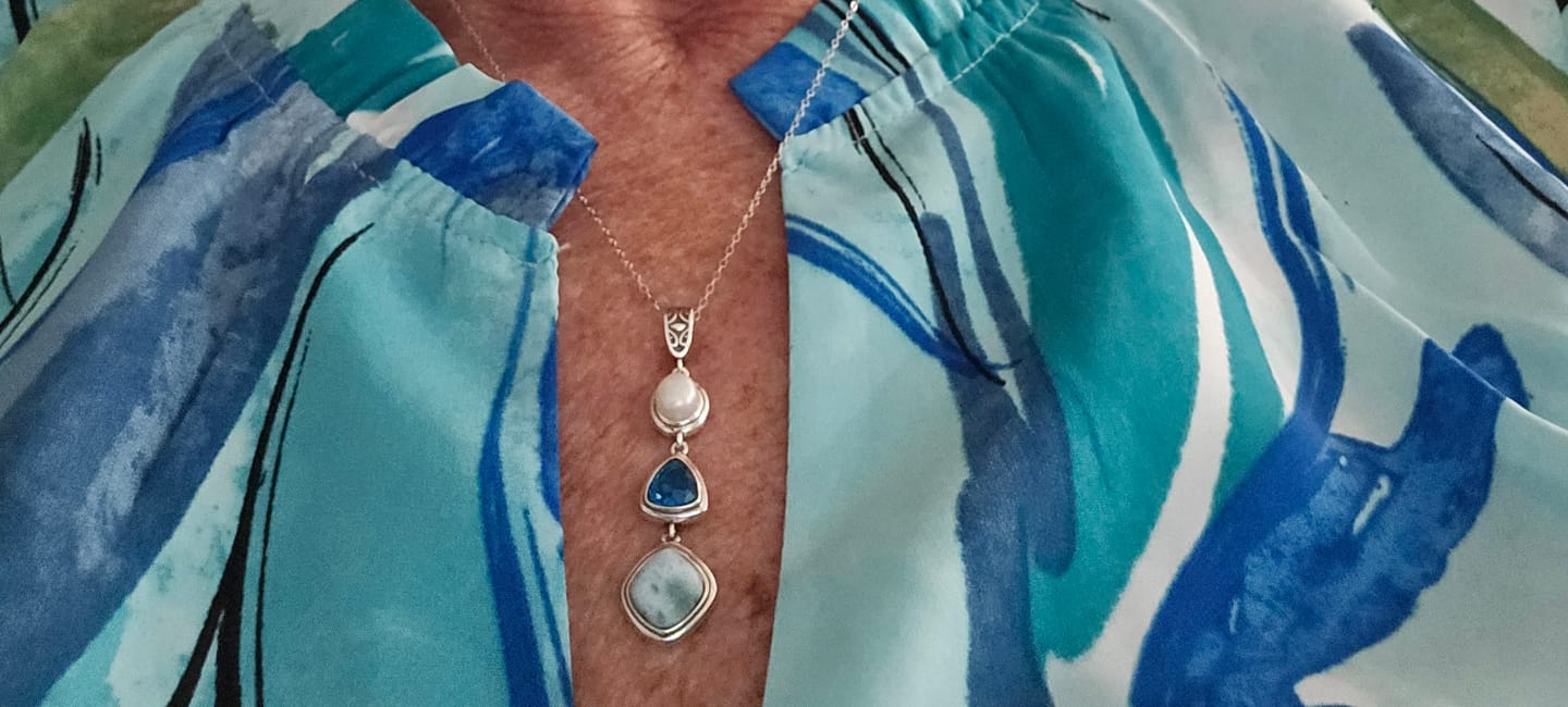 Customer photo review of Silver Larimar Necklace
