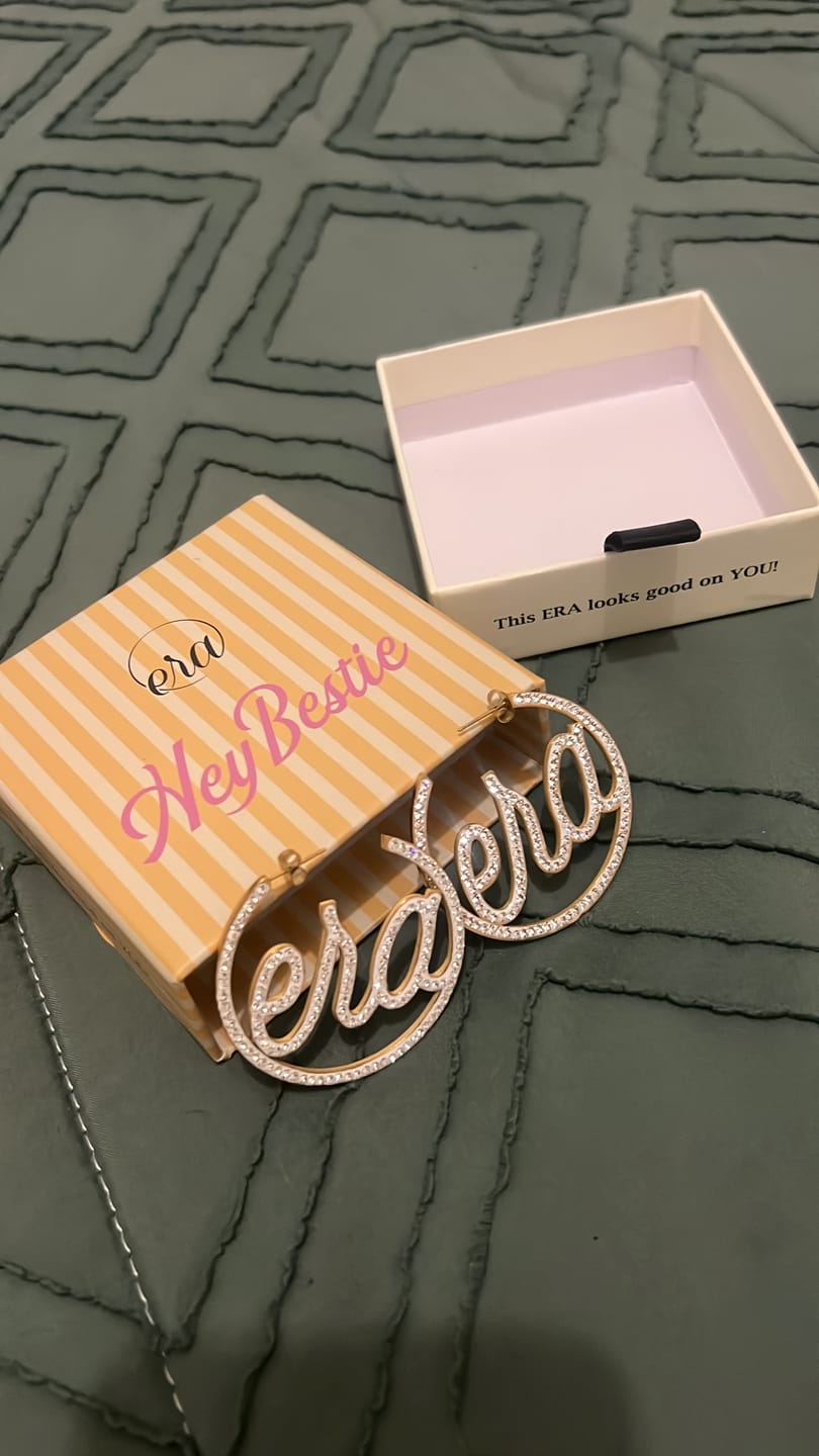 Customer photo review of Gold Luxe Logo Hoops