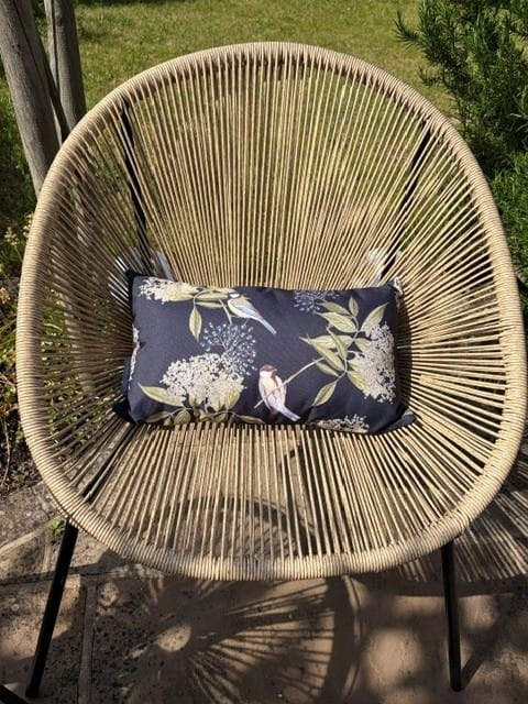 Customer photo review of Outdoor Garden Waterproof Rectangle Cushion - Birds On Elderflower