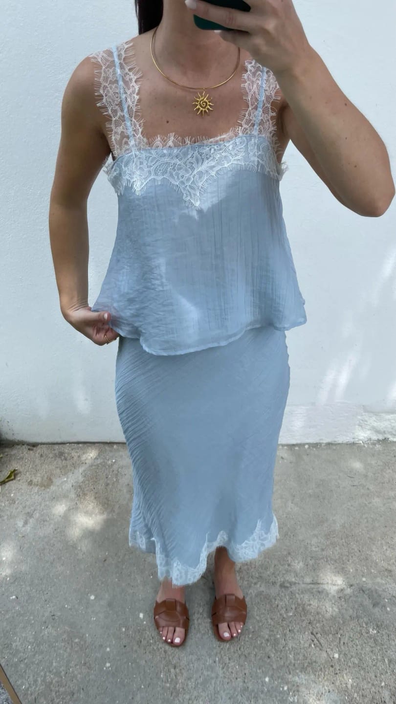 Customer photo review of Celeste Lace Spliced Two-Piece Midi Set