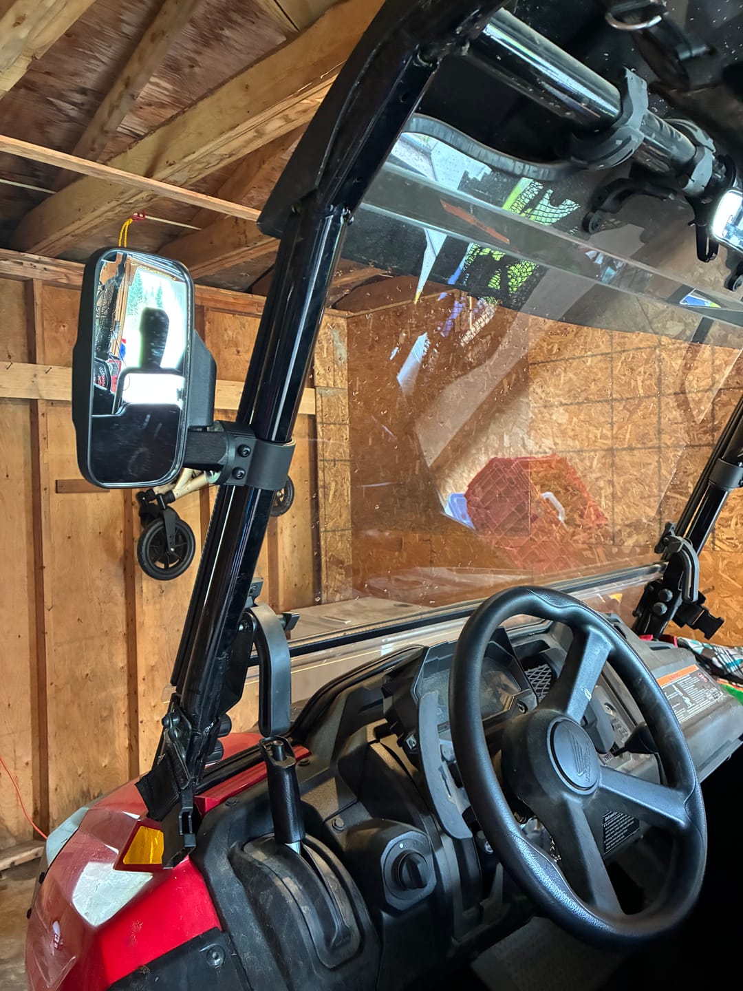 Customer photo review of Side Mirrors and Rear Mirror with 1.75" to 2" Roll Bar Cage