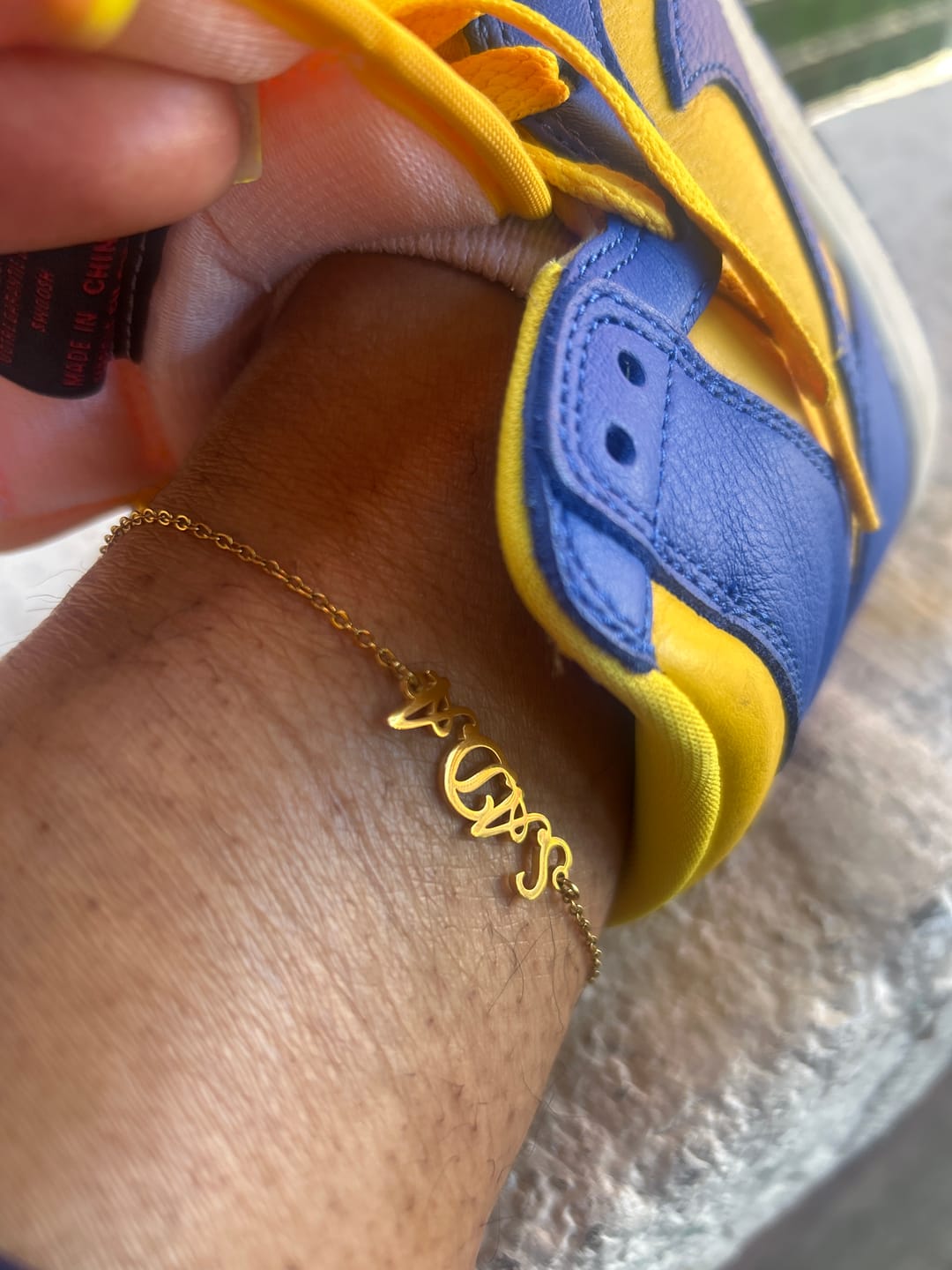 Customer photo review of Iced Letter Anklet w/ Figaro Chain