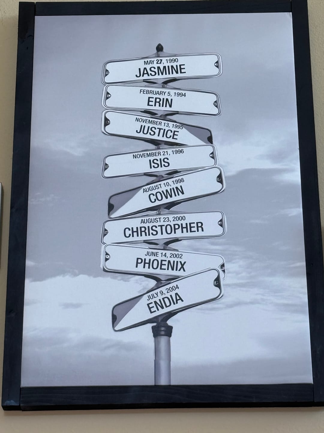 Customer photo review of My Street Sign Custom Children Names Personalized Canvas Print