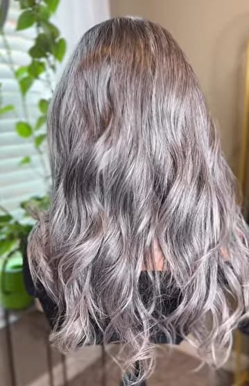 Customer photo review of Luvwin Salt & Pepper Gray Beginner Friendly Glueless Straight Wig 100% Human Hair