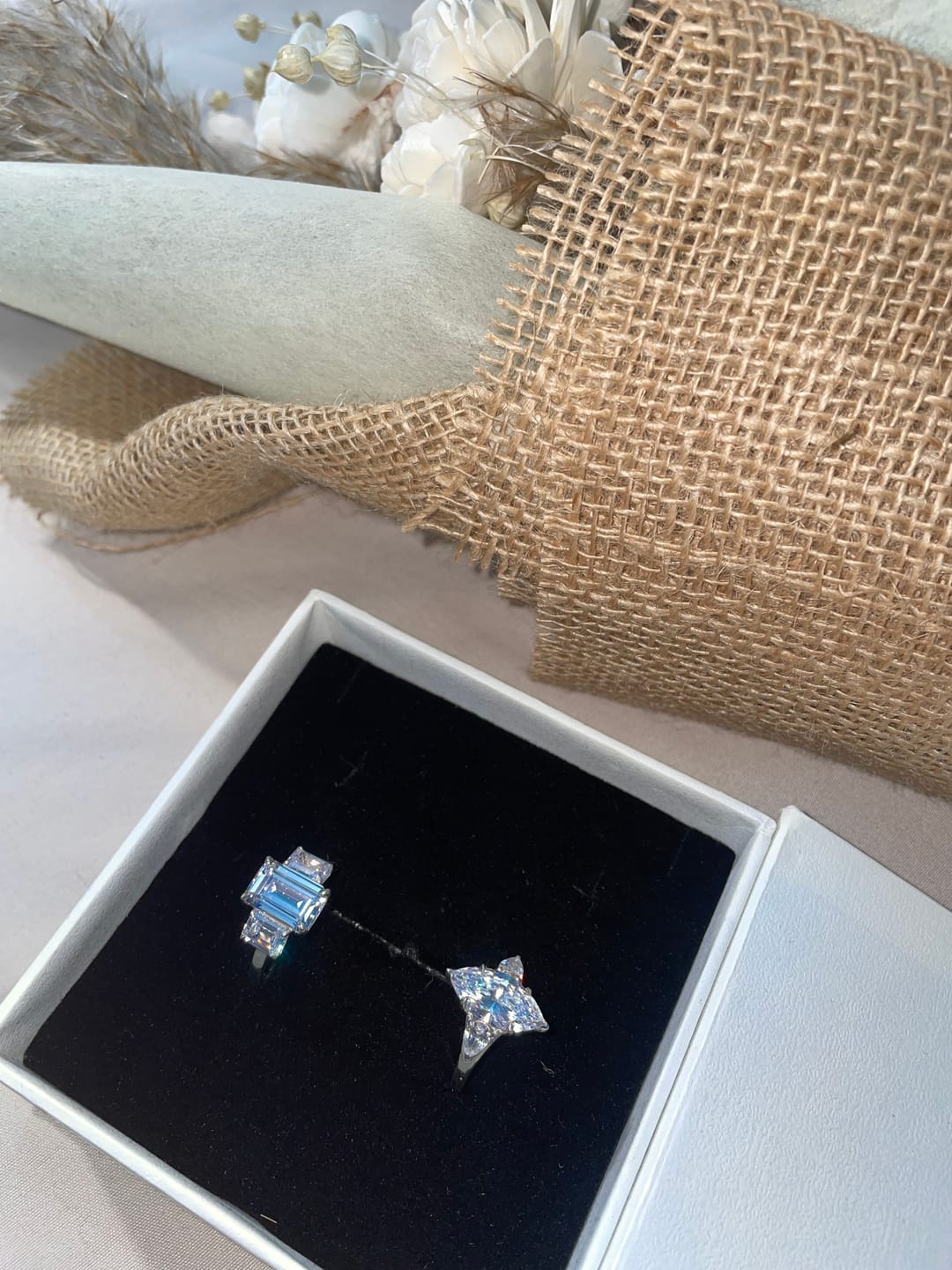 Customer photo review of 4.7Ct Marquise 3-Stone Solitaire Silver Ring