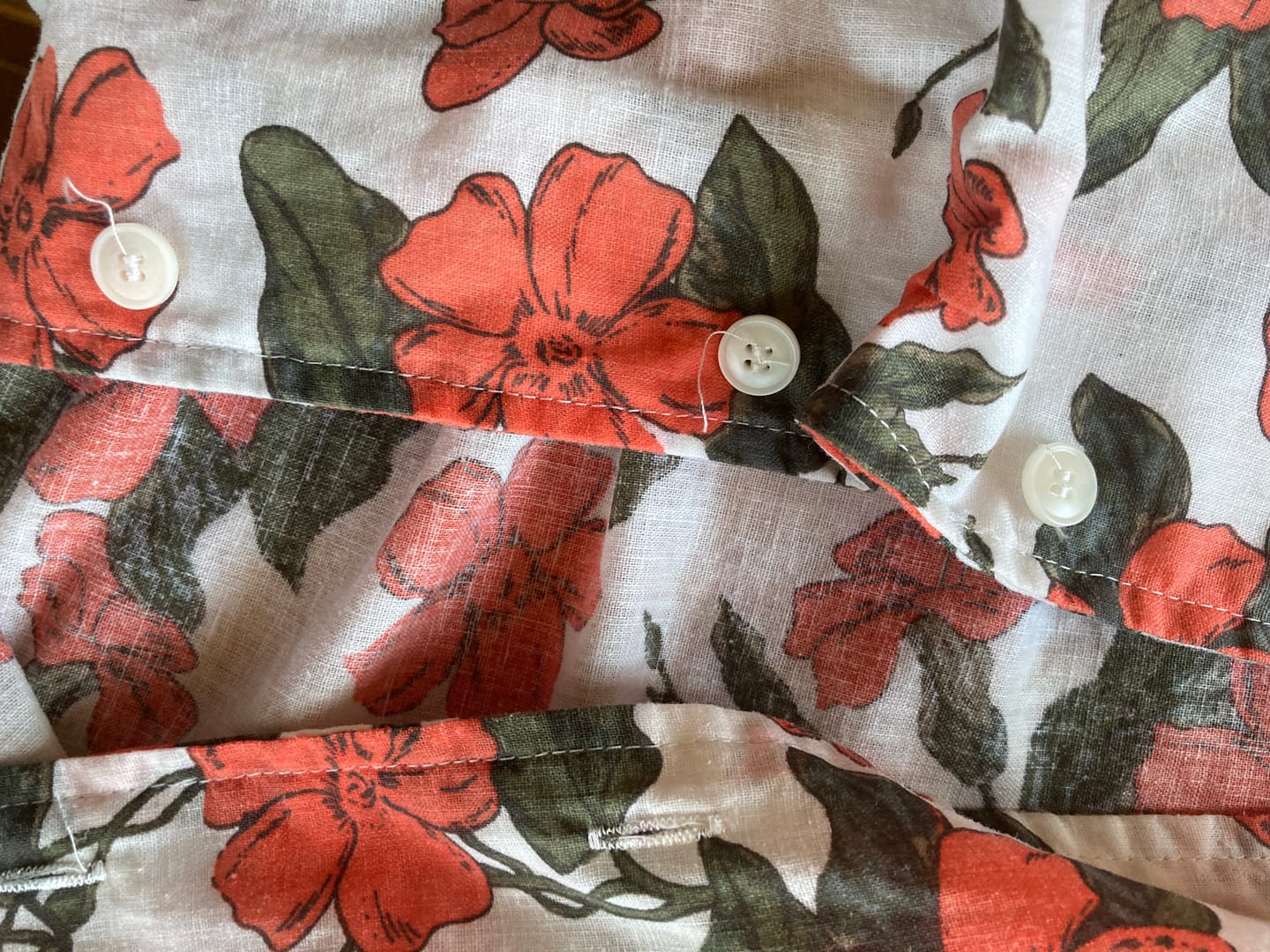 Customer photo review of レッドアサガオ総柄　綿麻キューバシャツ