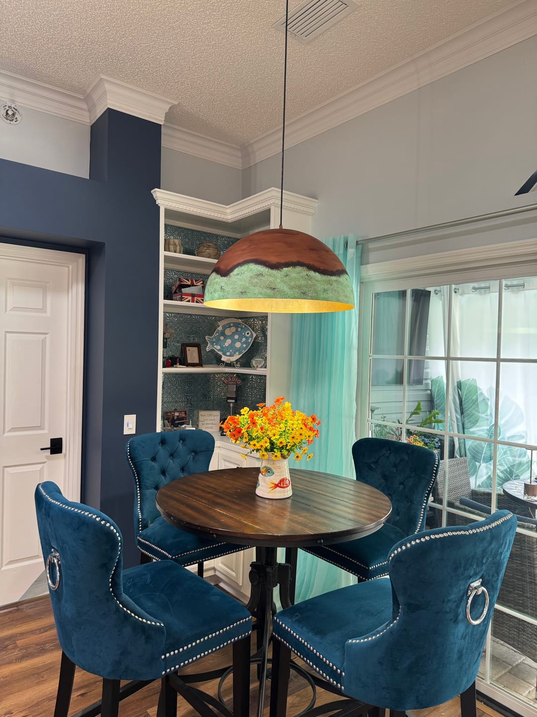 Customer photo review of Oversized Industrial Copper Patina Metal Dome Pendant Light