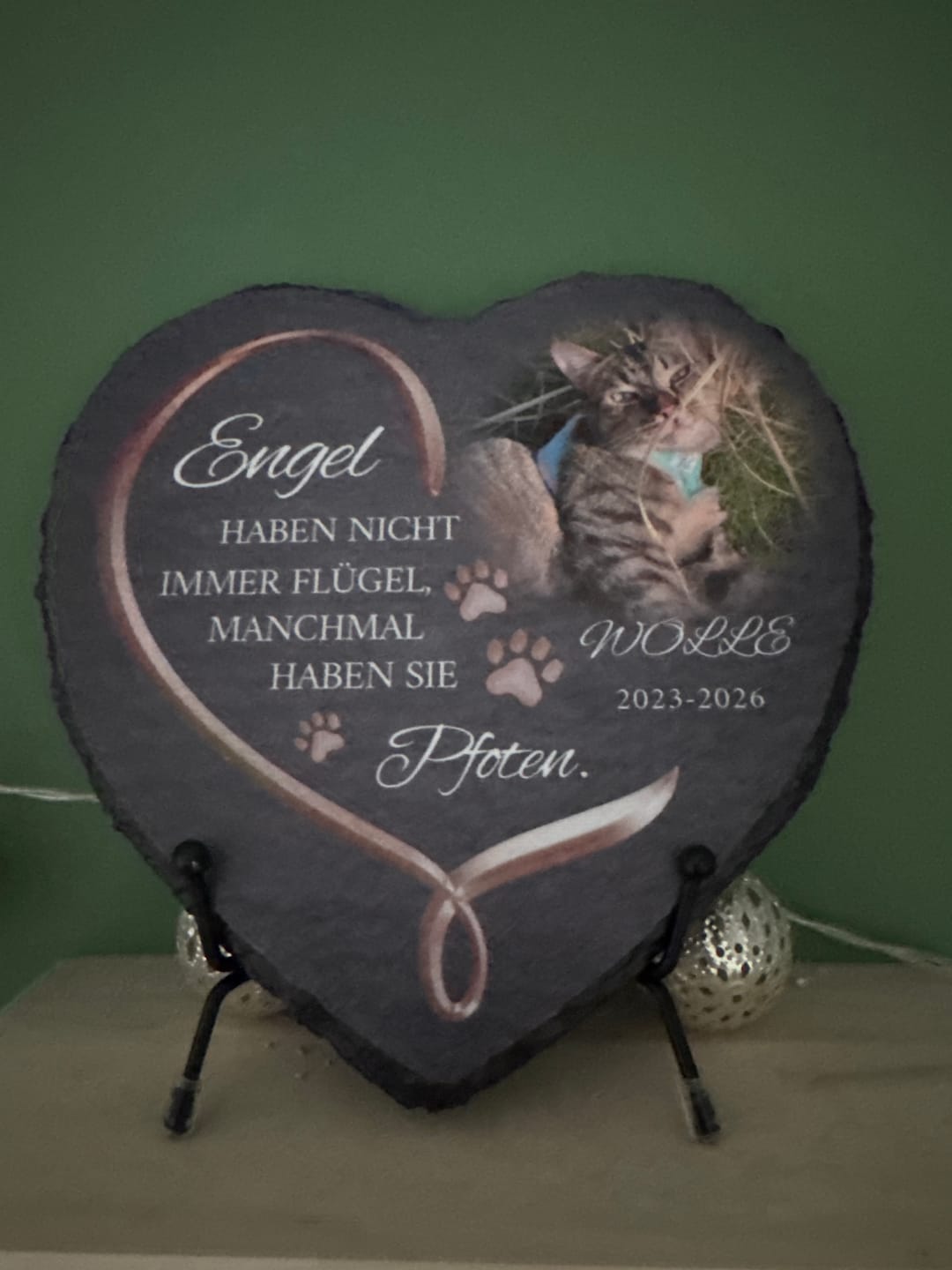 Customer photo review of Personalisiertes Schieferherz - Engel haben Pfoten