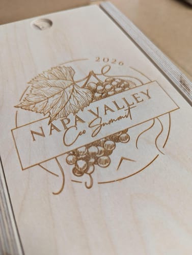 Customer photo review of Custom Engraved Wood Wine Box – Single Bottle