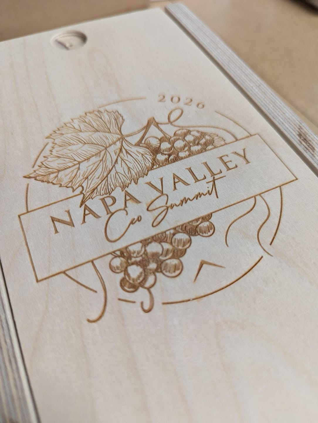 Customer photo review of Custom Engraved Wood Wine Box – Single Bottle