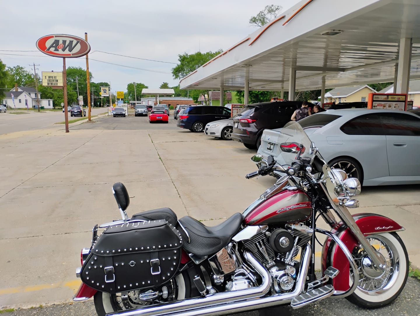 Customer photo review of 35L - Legacy Extra Large Studded Leather Motorcycle Saddlebags for Harley Softail Deluxe FLSTN/I
