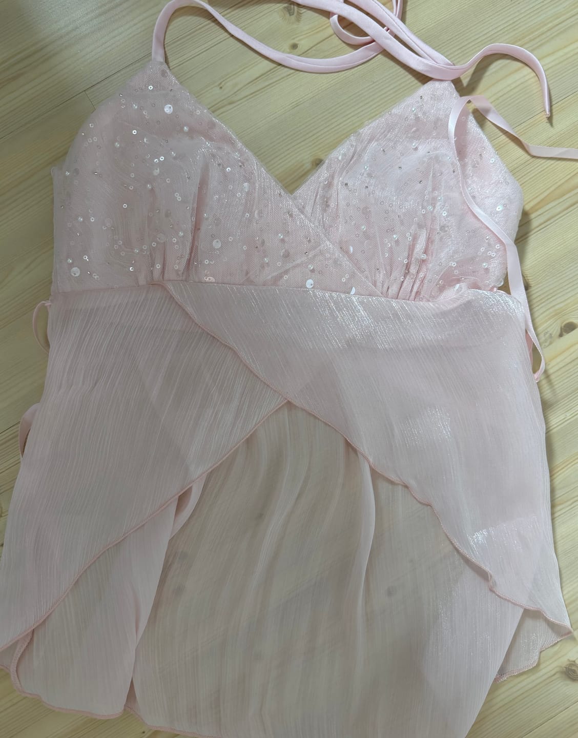 Customer photo review of Pirouette Babydoll Wrap Top (Sequin Pink)