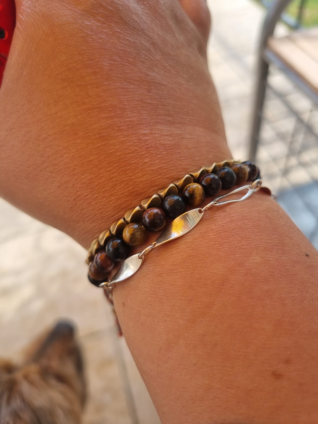 Customer photo review of Bracelet "Ancrage & Protection" en Tourmaline, Jaspe Rouge, Hématite & Oeil de Tigre