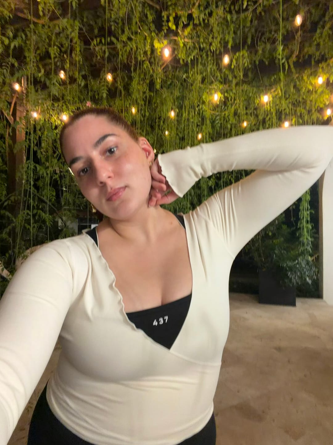 Customer photo review of The Wrap Top / Cream