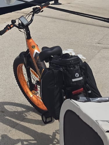 Customer photo review of Vakole Waterproof Bike Rack Bag With Large Capacity (17-35L)