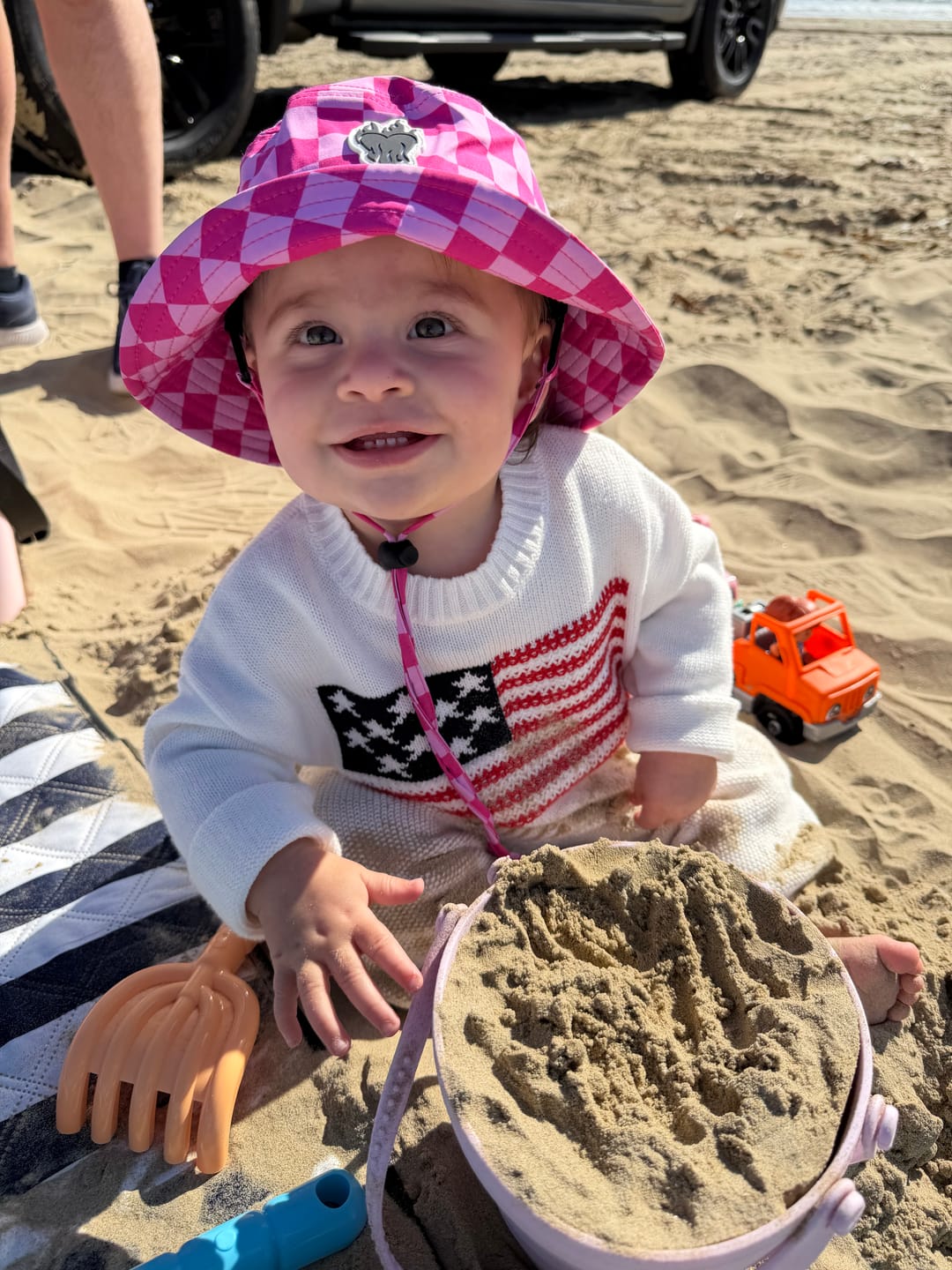 Customer photo review of Hydro Bucket Hat in Bubble Gum Checkered