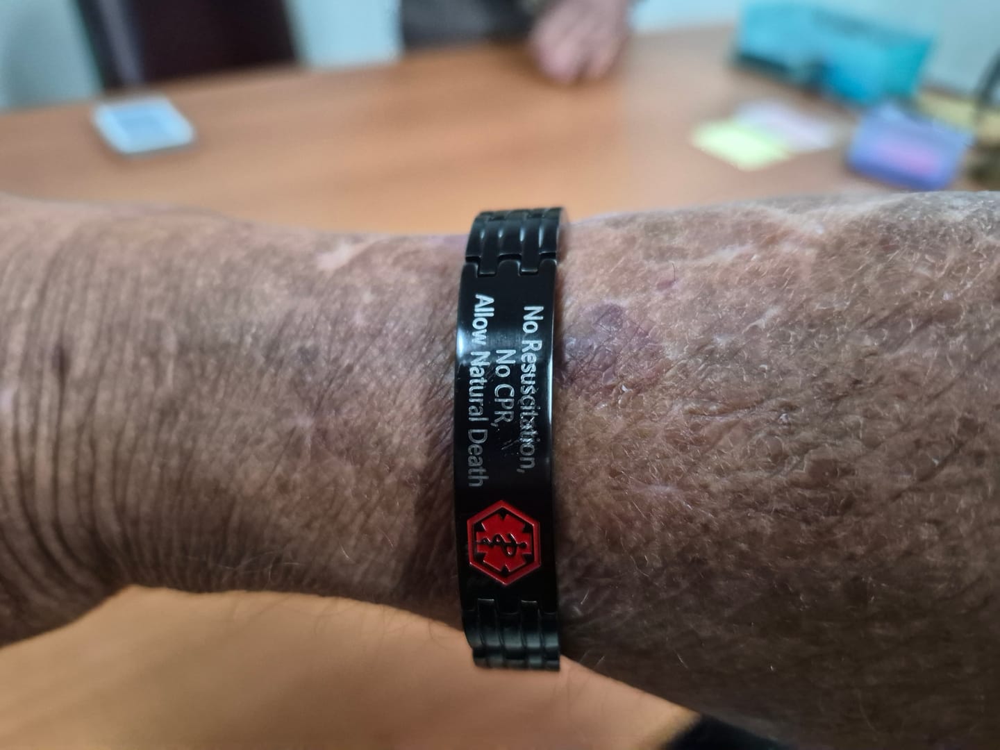 Customer photo review of Black Stainless Steel Medical Alert ID Bracelet for Men