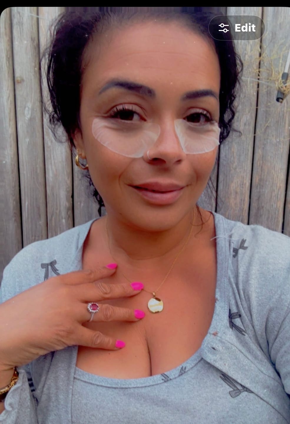 Customer photo review of Duo Climber Stud Earrings Gold