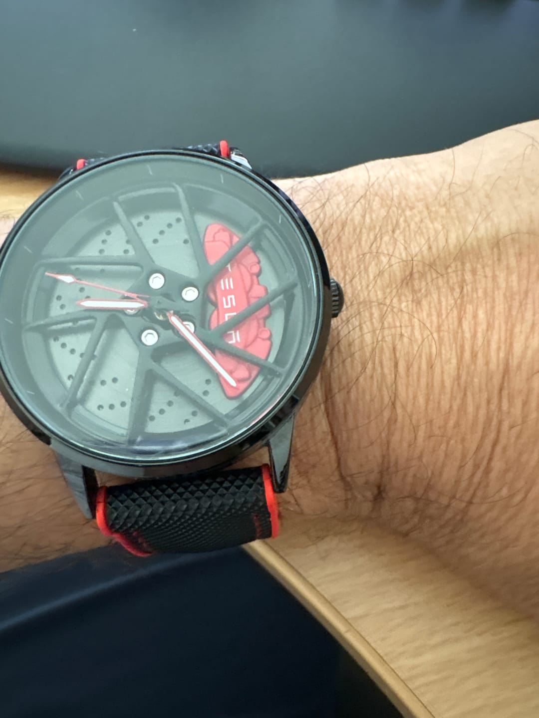 Customer photo review of Premium Red Rubber Strap