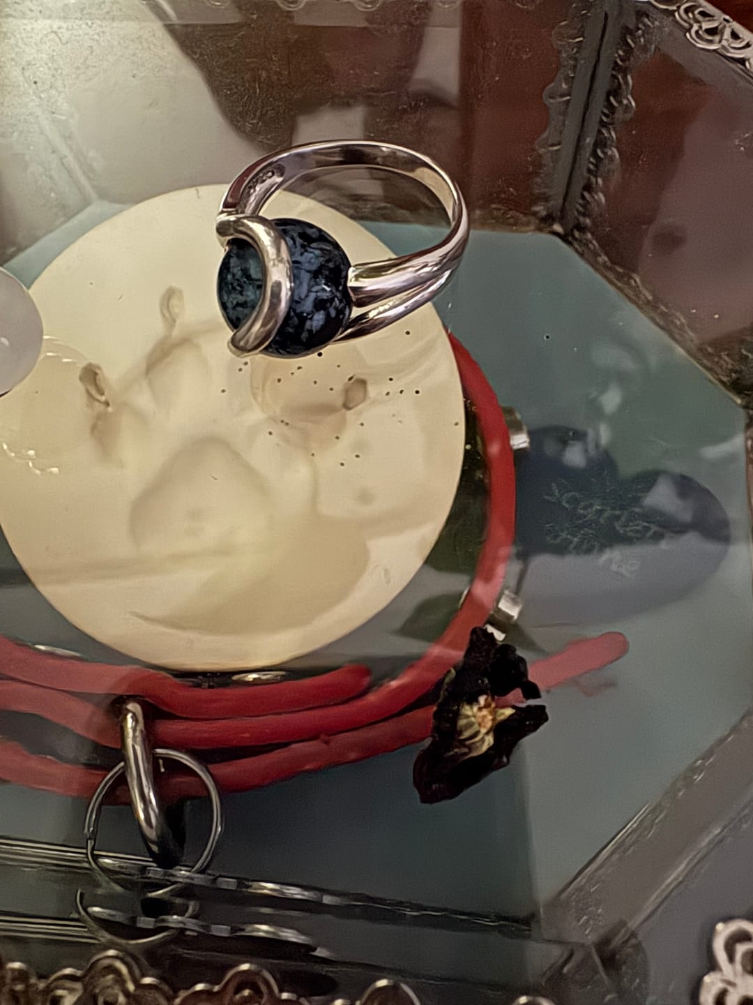 Customer photo review of Sterling Silver Ring with 12mm Infused Glass Marble