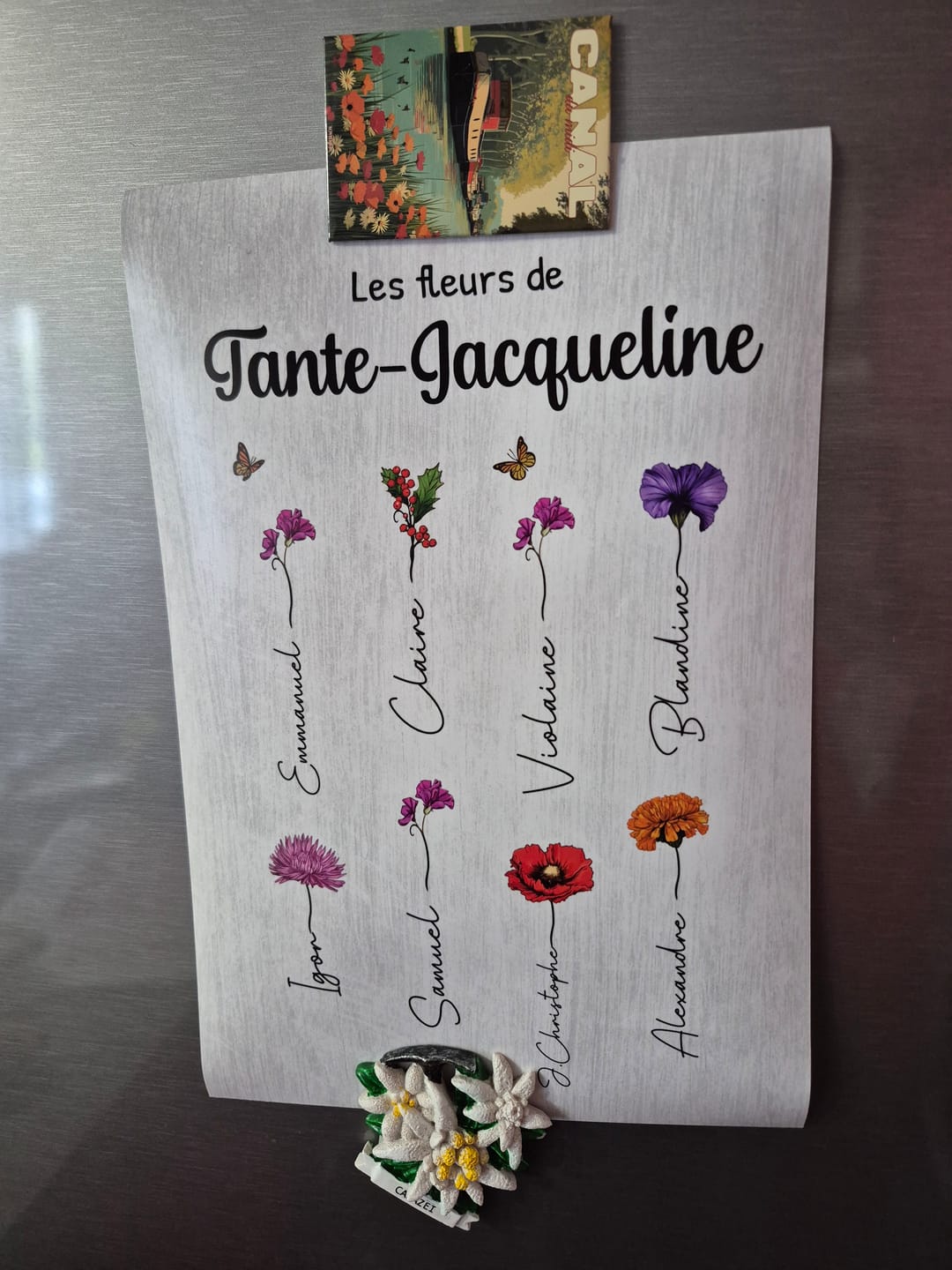 Customer photo review of Le jardin de Maman - Poster personnalisé avec fleurs de naissance pour parents et grands-parents