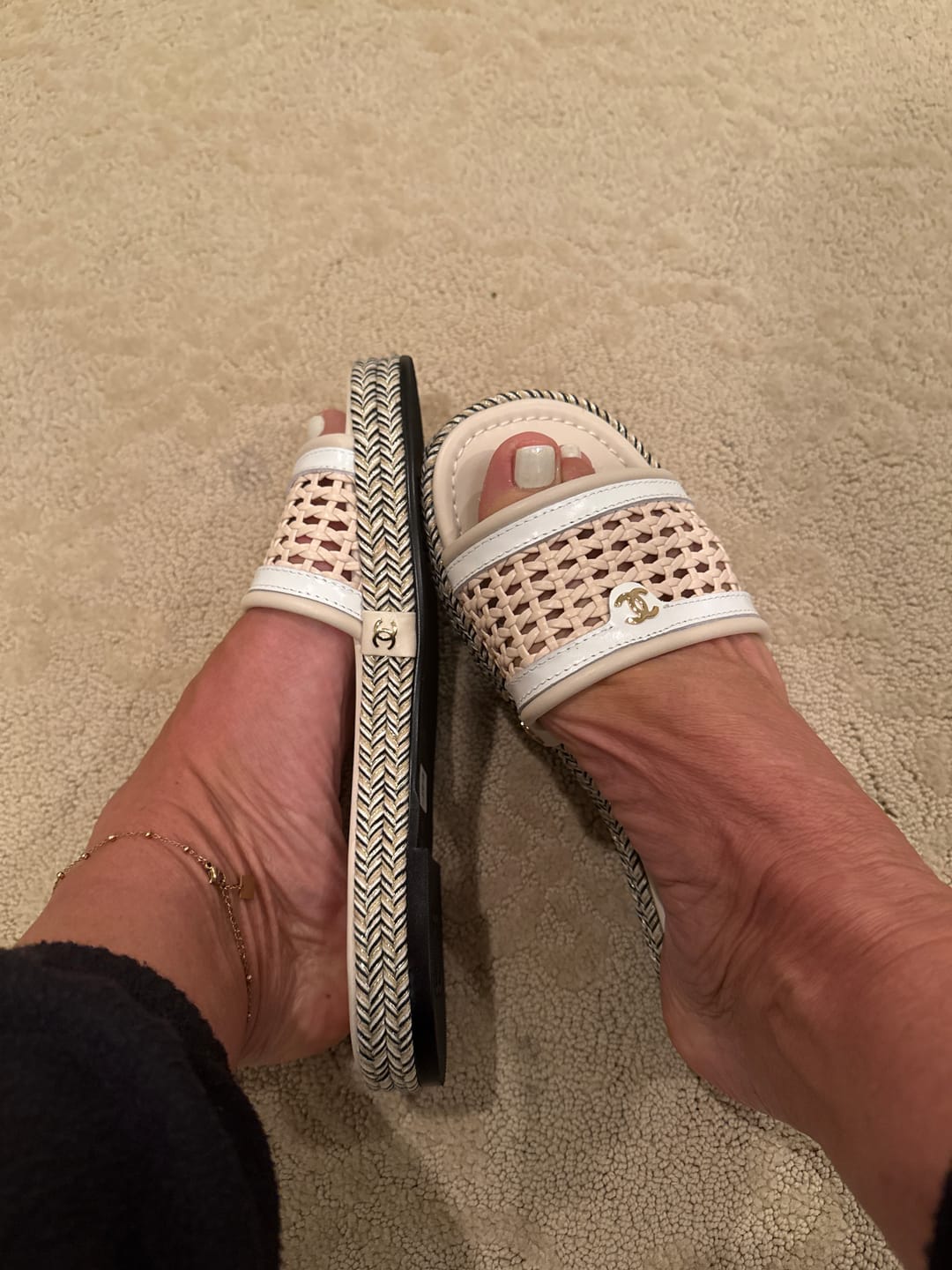 Customer photo review of CC 26s Platform Slippers Light Beige Cowhide 649459