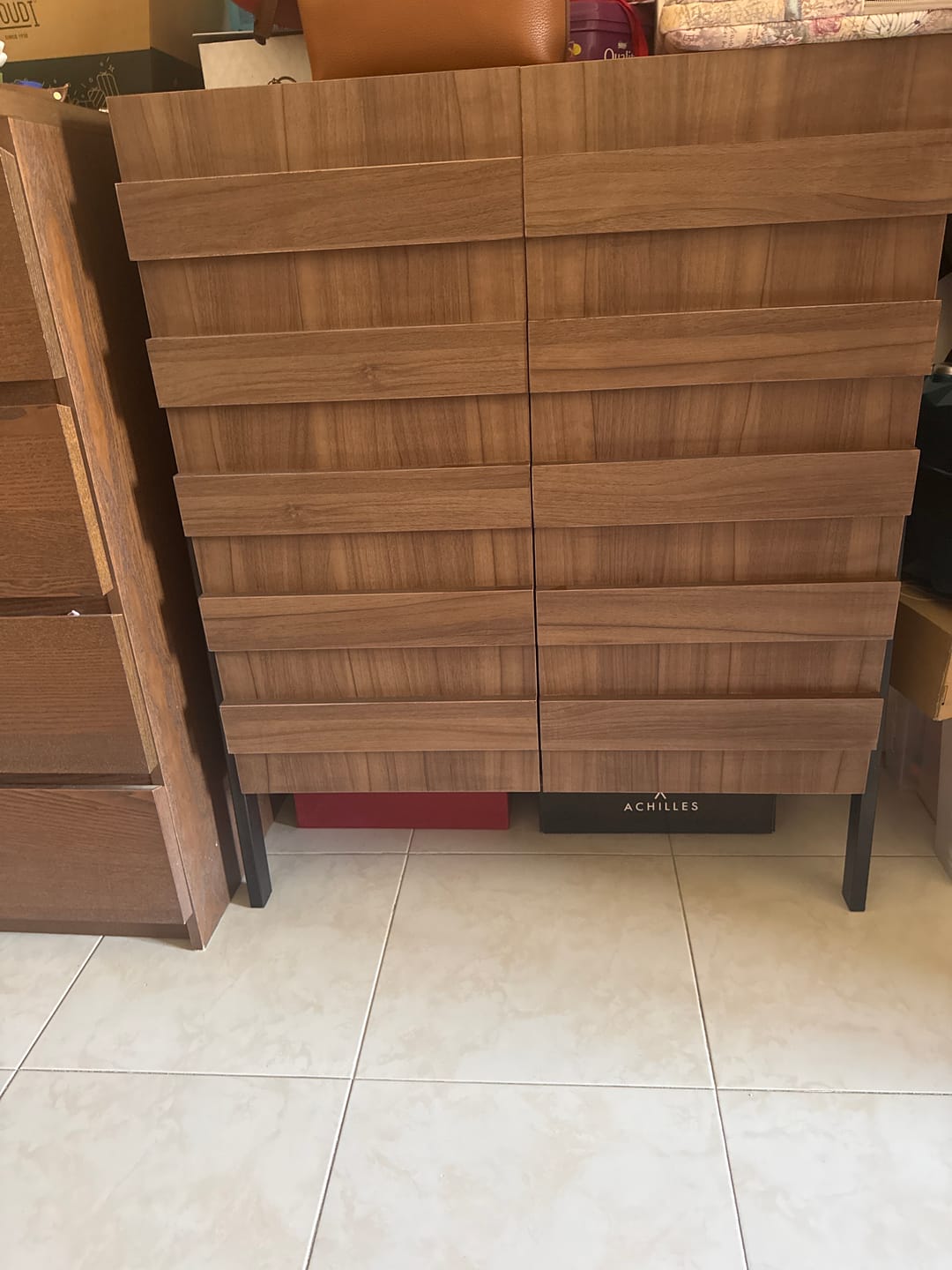 Customer photo review of Double door shoe rack with metal legs
