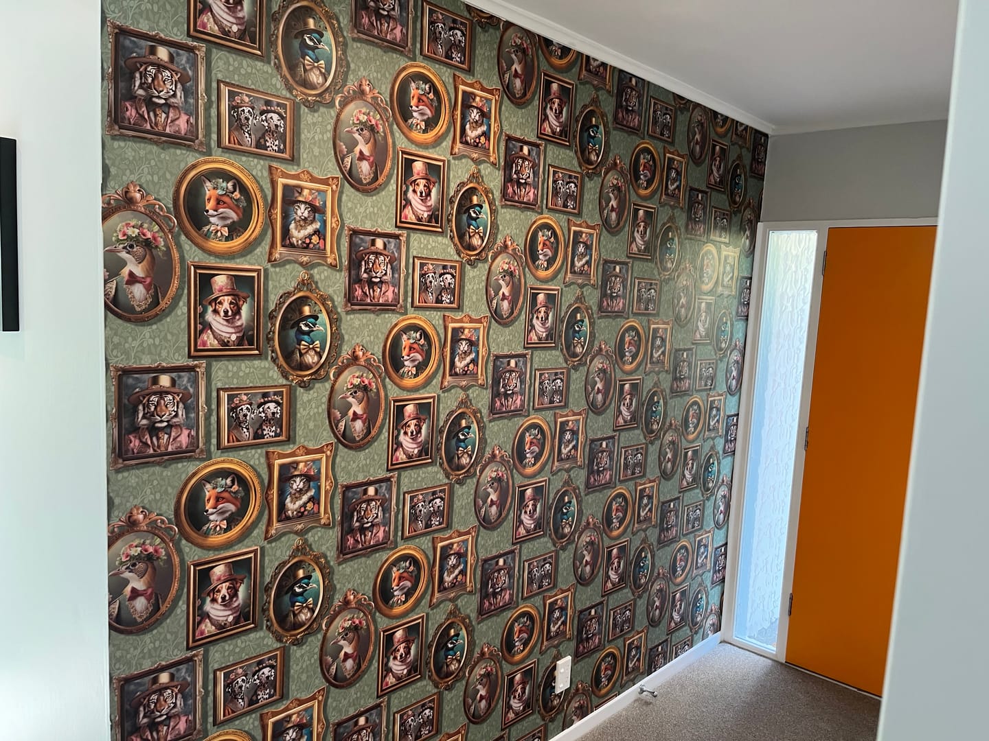Customer photo review of Regal Beasts - Whimsical Animal Wallpaper - Sage