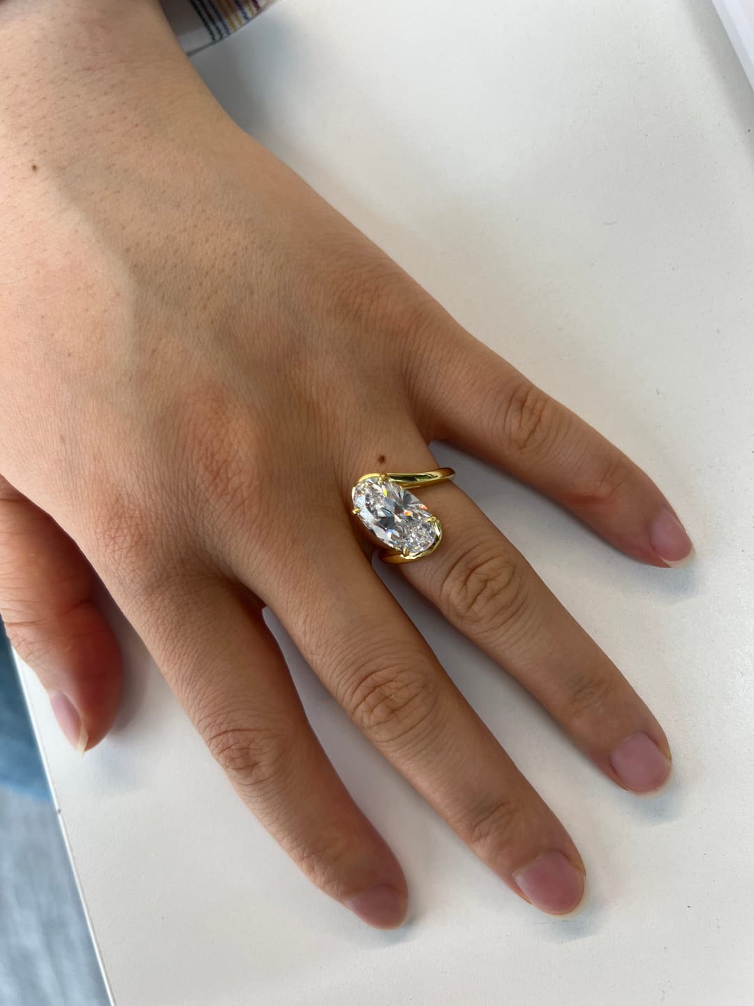 Customer photo review of S925 Moissanite 5.5Ct Oval Cut Unique Engagement Ring Travel Rings In Sterling Silver