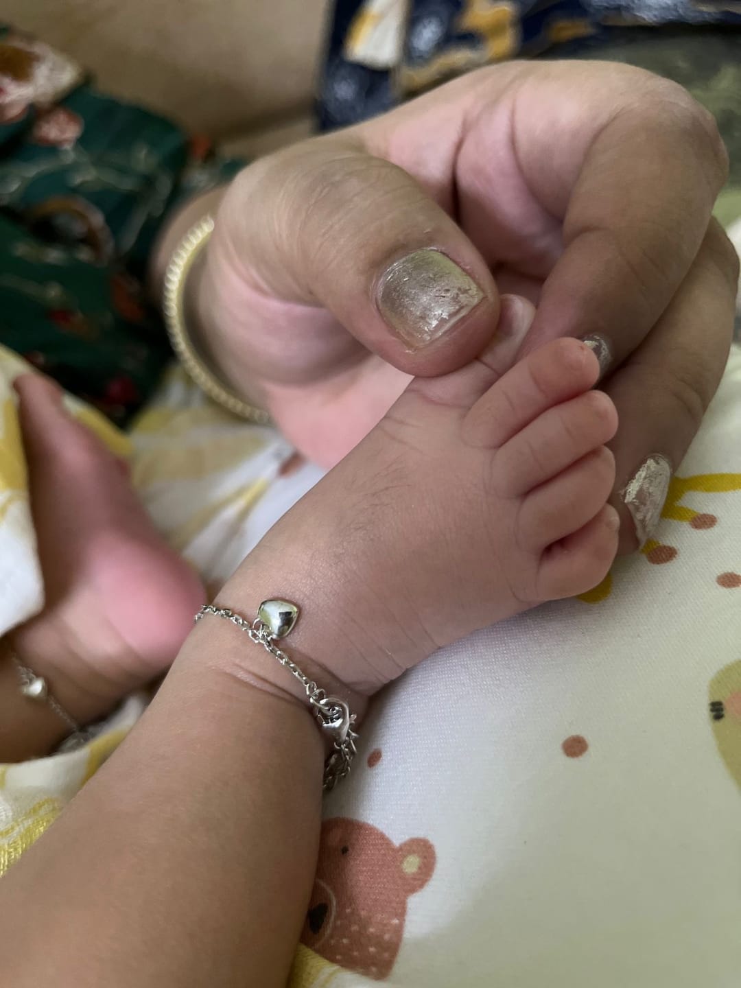 Customer photo review of Silver Sweetheart Charm Kids Anklet