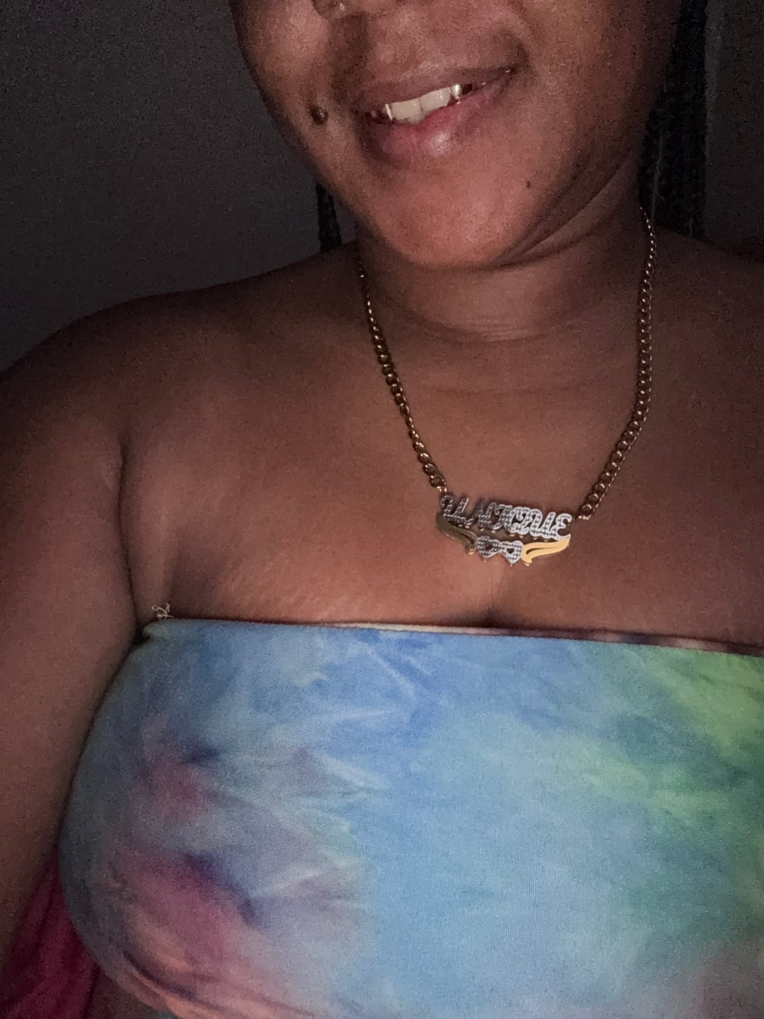 Customer photo review of Double Hearted 3D Plated Name Necklace
