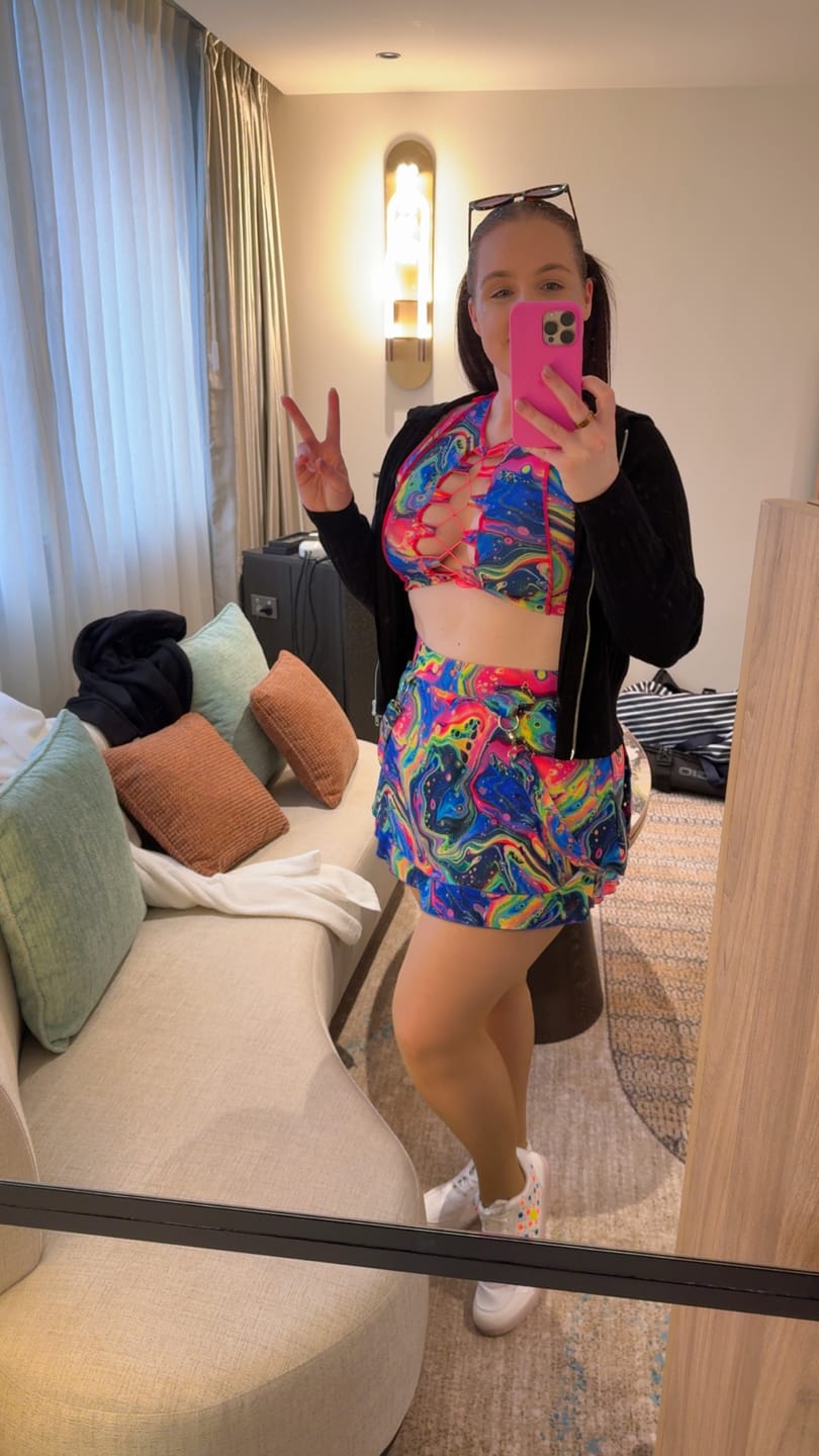 Customer photo review of Oil Slick Reverse Seam Top