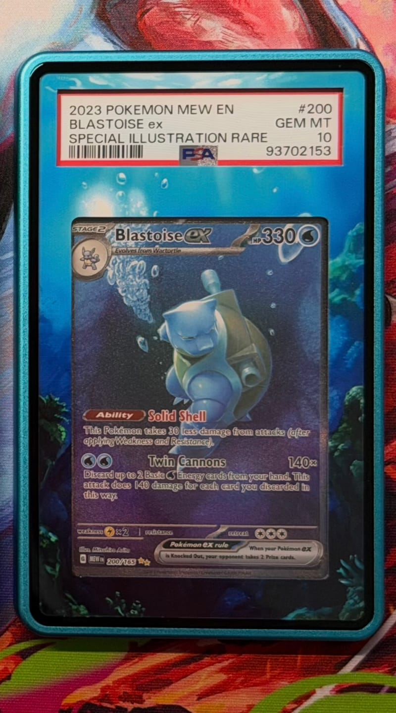 Customer photo review of Blastoise ex 200-165 SIR SAR Pokemon 151 Extended Art Display Cases