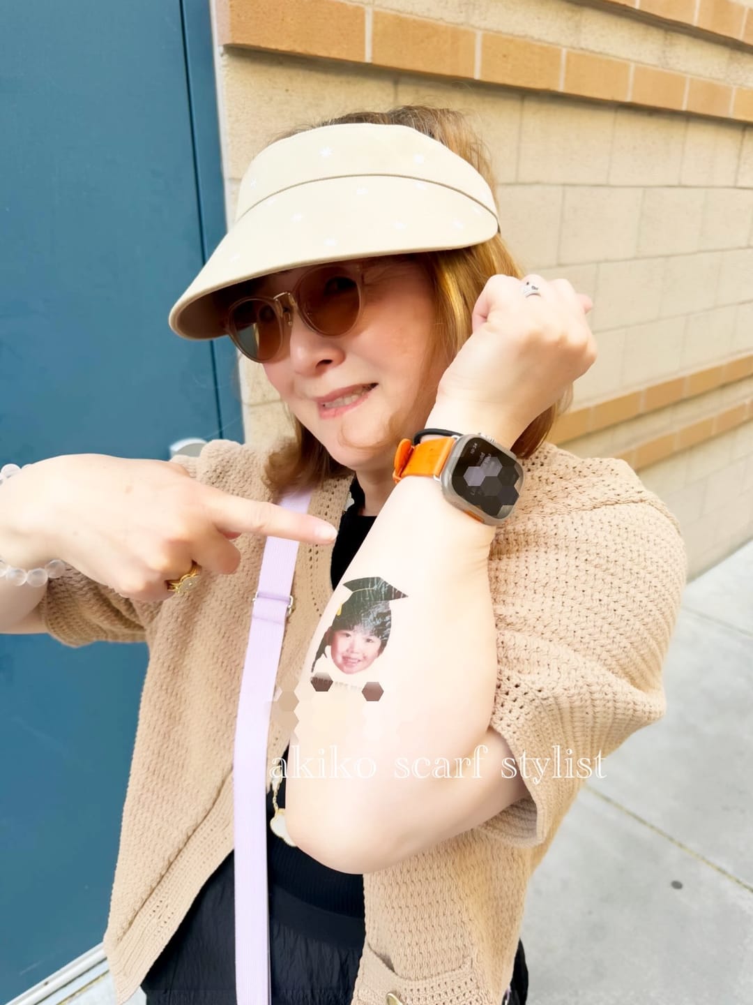 Customer photo review of Face Cut-Out Photo with Text Temporary Tattoo