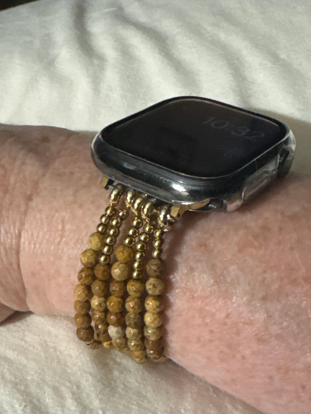 Customer photo review of Golden Earth Jasper Stretch Apple Watch Strap