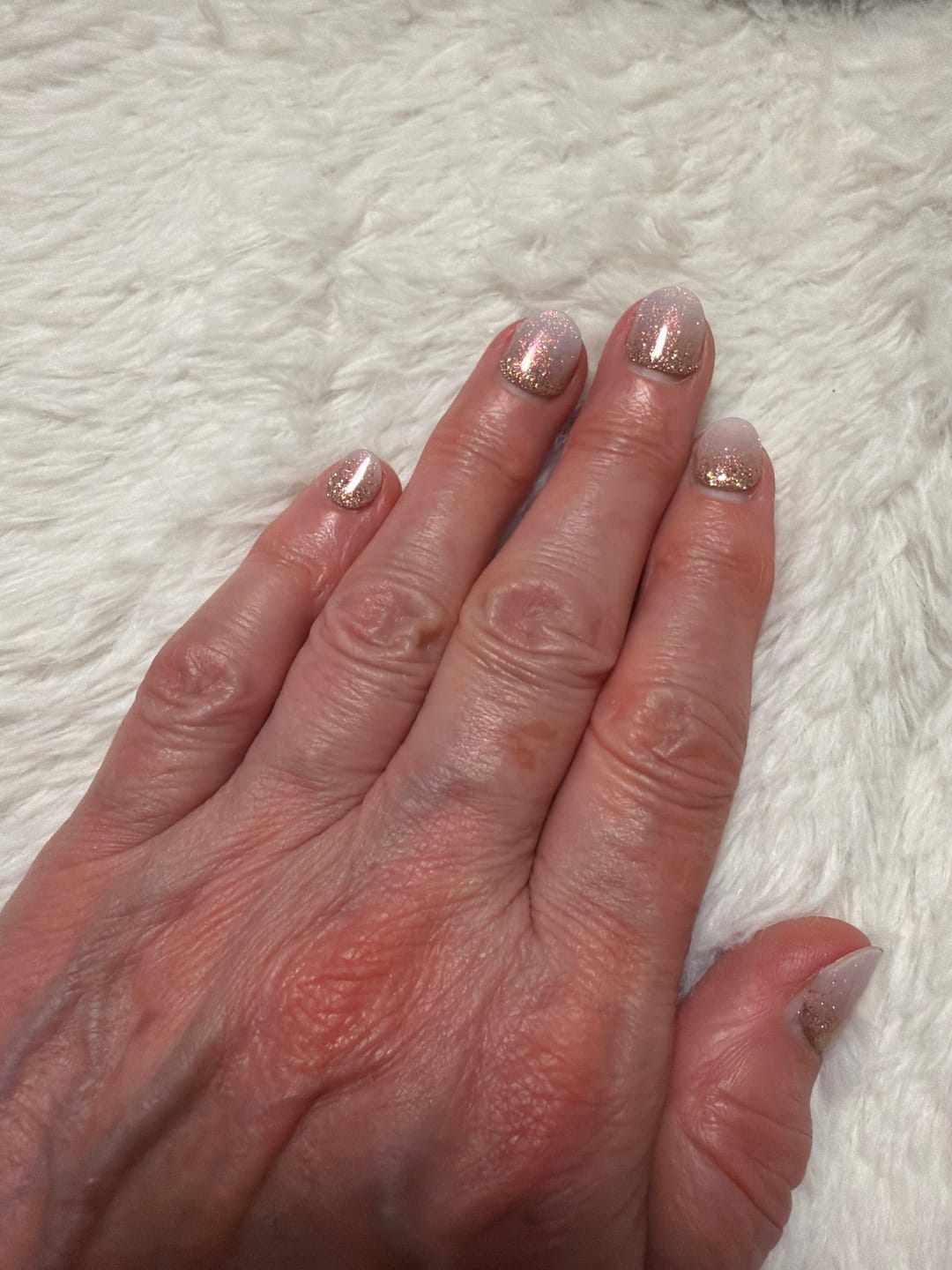 Customer photo review of UV Gel: Babyboomer Nude Sparkle