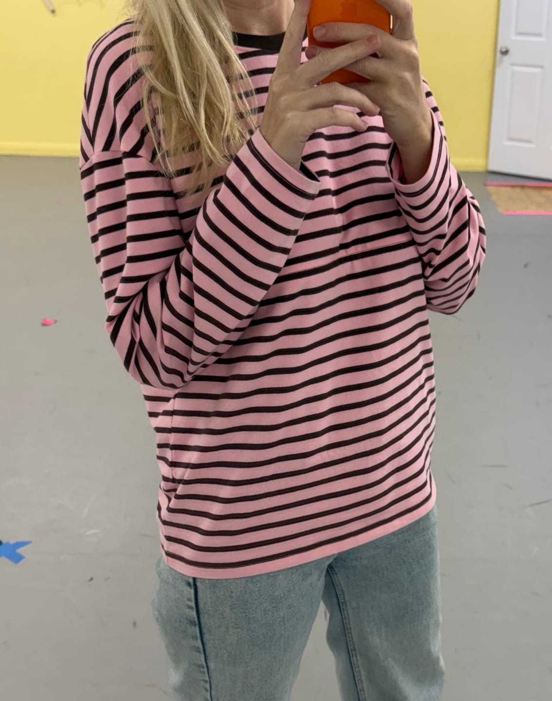 Customer photo review of Pink & Brown Breastfeeding Long Sleeve with Hidden Zip